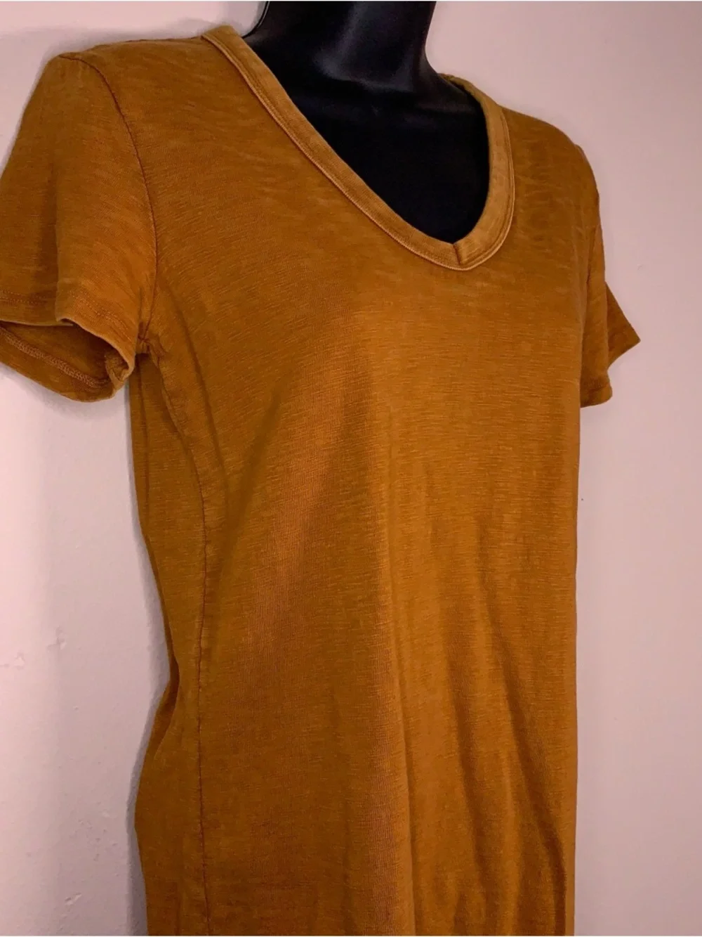 XS Universal Thread Mustard Yellow Dress Vneck Short Sleeve Cotton Stretch
